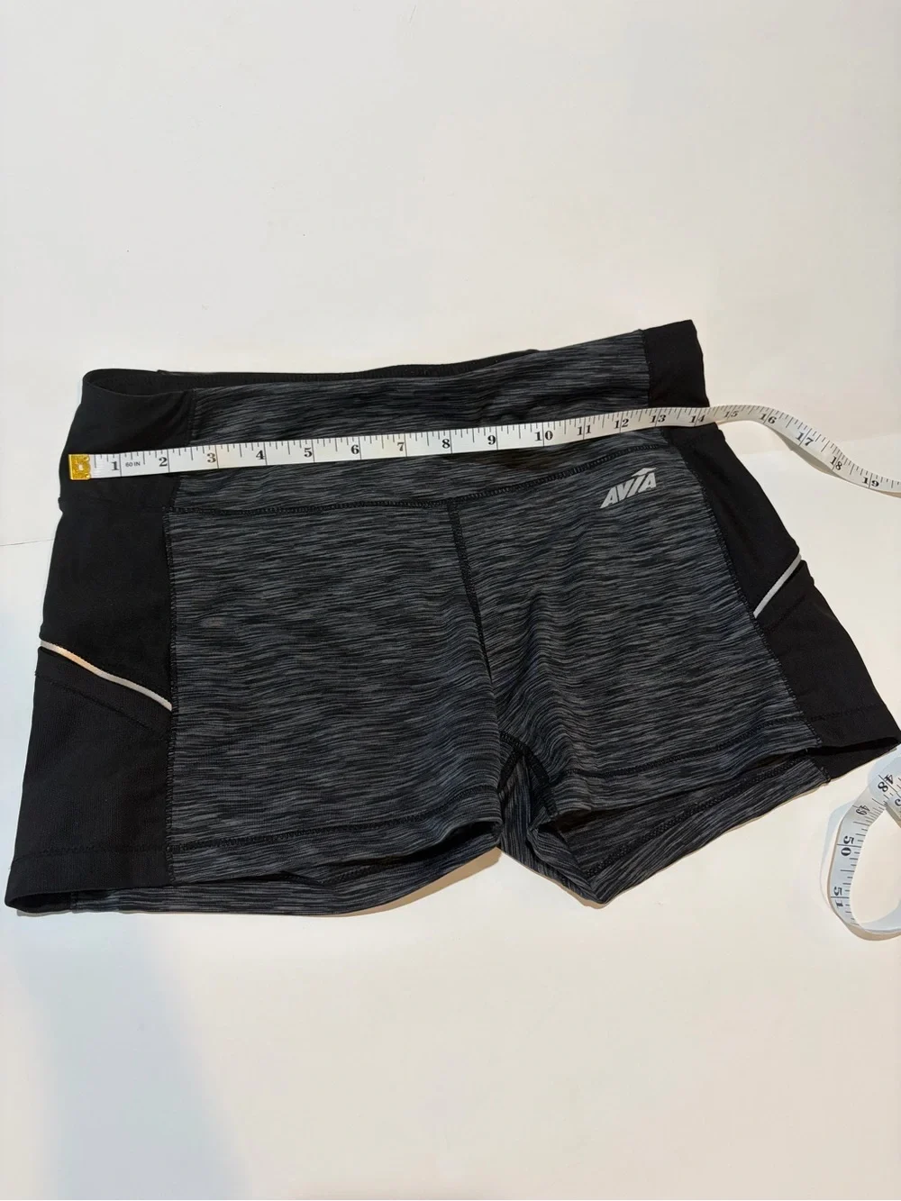 Avia Girls Small Black Gray Heather Athletic Running Shorts Reflective Trim